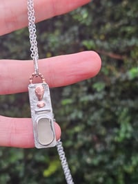 Image 1 of Ready to ship! White Cornish Seaglass Necklace - Sterling Silver and Copper 