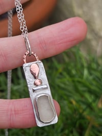 Image 4 of Ready to ship! White Cornish Seaglass Necklace - Sterling Silver and Copper 