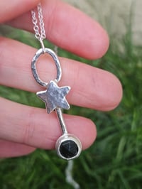 Image 3 of Forest Star - Green Moss Agate Gemstone & Sterling Silver Necklace 