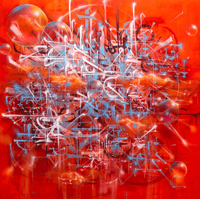 Image 1 of Affiche "QUANTUM CITY RED" 50x50 cm