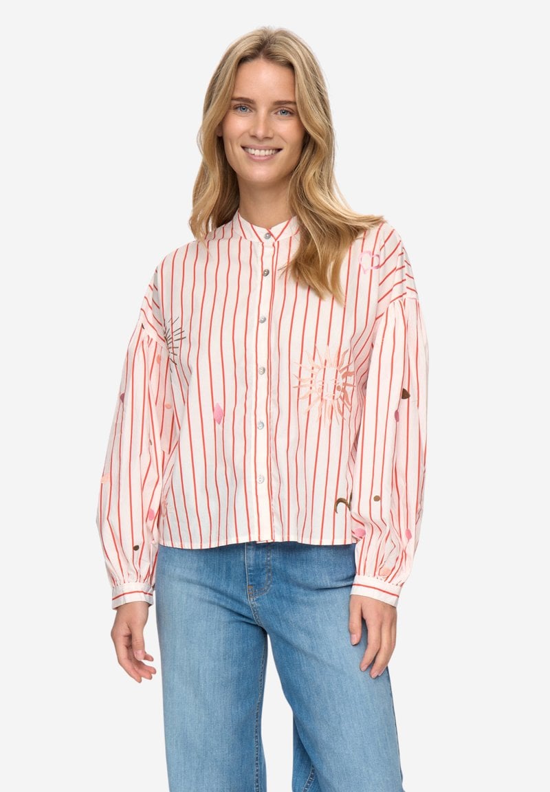 Image of 1-Camisa Nusoleima rayas naranjas y bordados