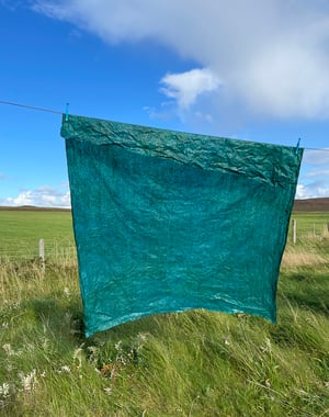 Image of Indigo triangle, patchwork shoulder bag with plant-dyed panels and leather strap