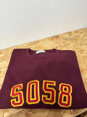 Image of SO58 Unisex Embroidered Sweatshirt in Burgundy 