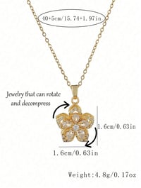 Image 6 of BIJOUX - Collier de mode pour femmes rotatif en forme de fleur de prune en cuivre et zircone 