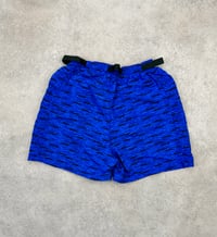 Image 3 of Patagonia River Shorts Outriggers Blue Big Wave Logo Vintage 1995 Small Mens 