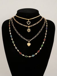 Image 2 of BIJOUX - 4pcs Élégant en forme de cœur en strass coloré en forme de cœur, collier en Y
