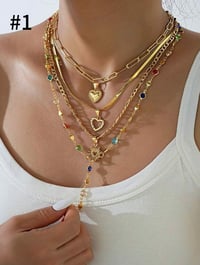 Image 1 of BIJOUX - 4pcs Élégant en forme de cœur en strass coloré en forme de cœur, collier en Y