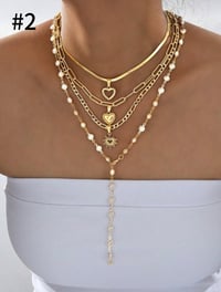 Image 3 of BIJOUX - 4pcs Élégant en forme de cœur en strass coloré en forme de cœur, collier en Y