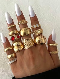 Image 3 of BIJOUX - 25/20/15/5pcs Ensemble de bagues épaisses de pièces vintage empilables multi-pièces