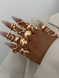 Image 4 of BIJOUX - 25/20/15/5pcs Ensemble de bagues épaisses de pièces vintage empilables multi-pièces