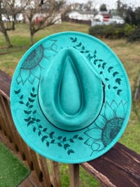 Image 1 of Double Sunflower Burned Hats, Multiple Color Options