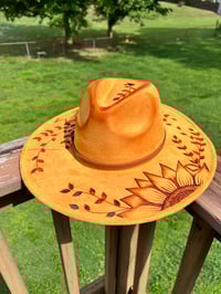 Image 4 of Double Sunflower Burned Hats, Multiple Color Options