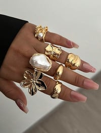 Image 3 of BIJOUX - 20/14/10/6pcs Pièce vintage empilable multi-pièces, fleur épaisse/élégante