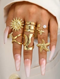 Image 6 of BIJOUX - 20/14/10/6pcs Pièce vintage empilable multi-pièces, fleur épaisse/élégante