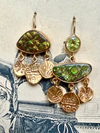 Image 2 of Paire Boucles opales vertes 