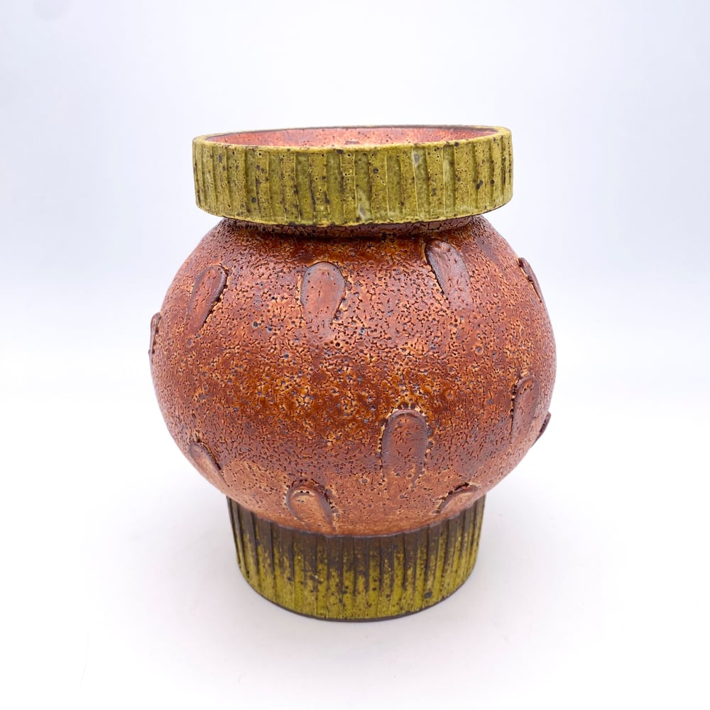 Image of Covered Jar (rust+mustard)
