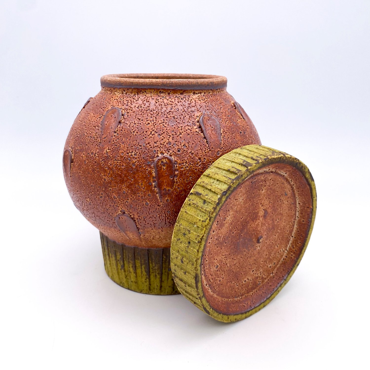 Image of Covered Jar (rust+mustard)