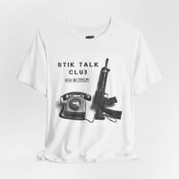 Image 4 of Stik Talk Club Tee — Vintage Phone & Rifle Graphic T-Shirt