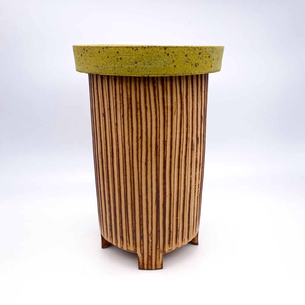 Image of Covered Jar (orange+mustard)