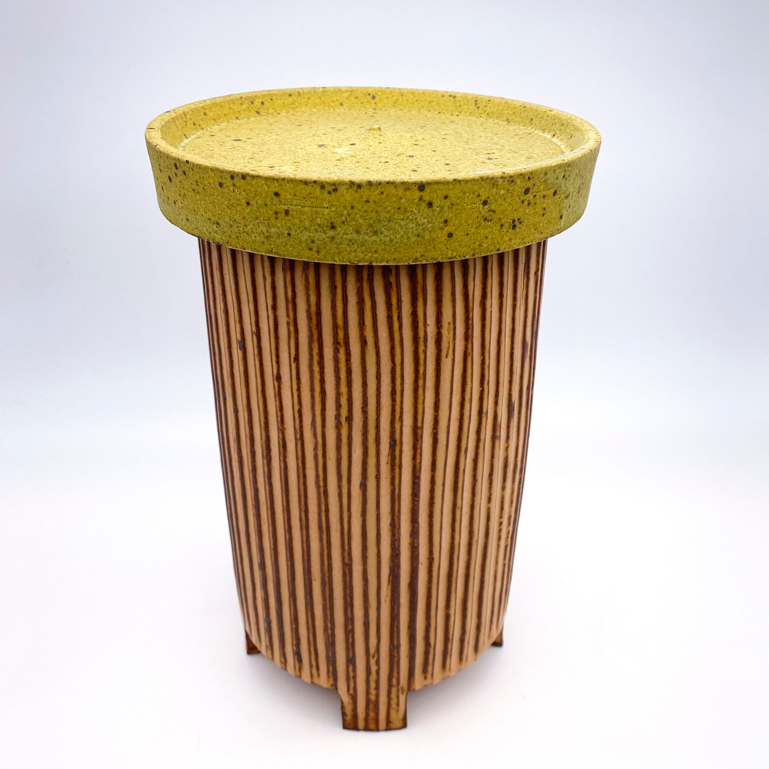 Image of Covered Jar (orange+mustard)