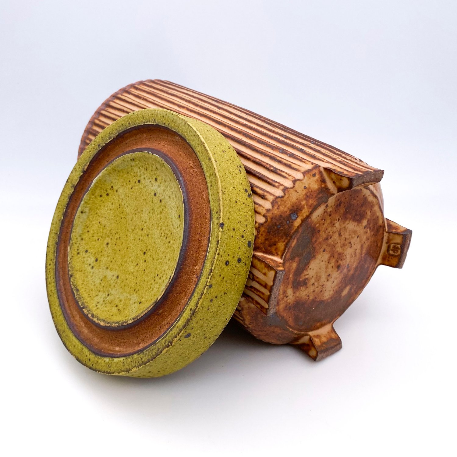 Image of Covered Jar (orange+mustard)