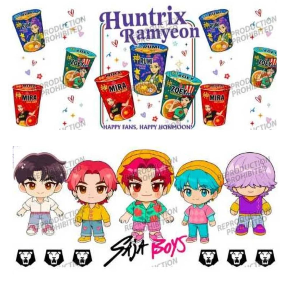Image of K-Pop Kpop K Pop Saja Boys Huntrix Ramyeon Choice of 2 Uv Dtf Wrap W0797