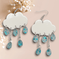 Image 1 of Cloud and Sparkle Raindrop Earrings