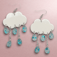 Image 2 of Cloud and Sparkle Raindrop Earrings