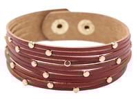 Image 3 of Leather Cuff Bracelet w/Metal Beads and Adjustable Snap Closures - color options