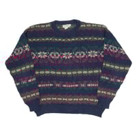 Image 1 of Vintage 90s LL Bean Jacquard Sweater - Navy 