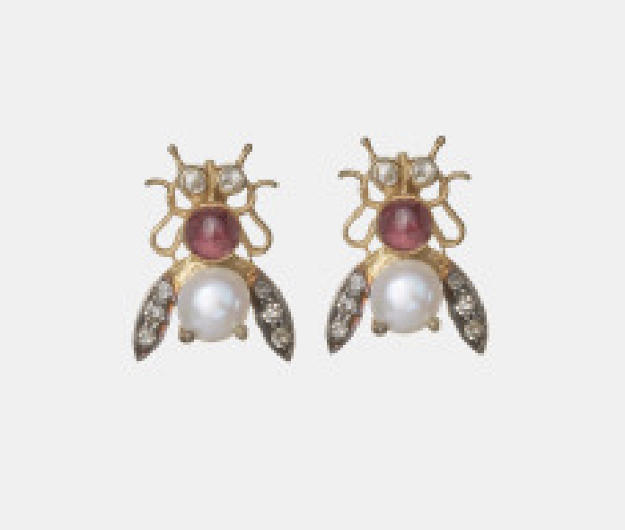 5 Octobre Bee Earrings (Moonstone or Ruby) - Image 2 of 2
