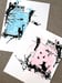 Image of Pink & Blue Cat Ornate Pattern Art Prints - 2 for 1 Price