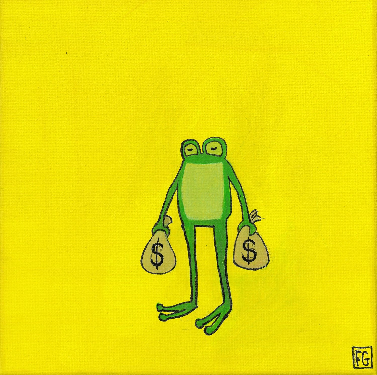 Frog with money bags