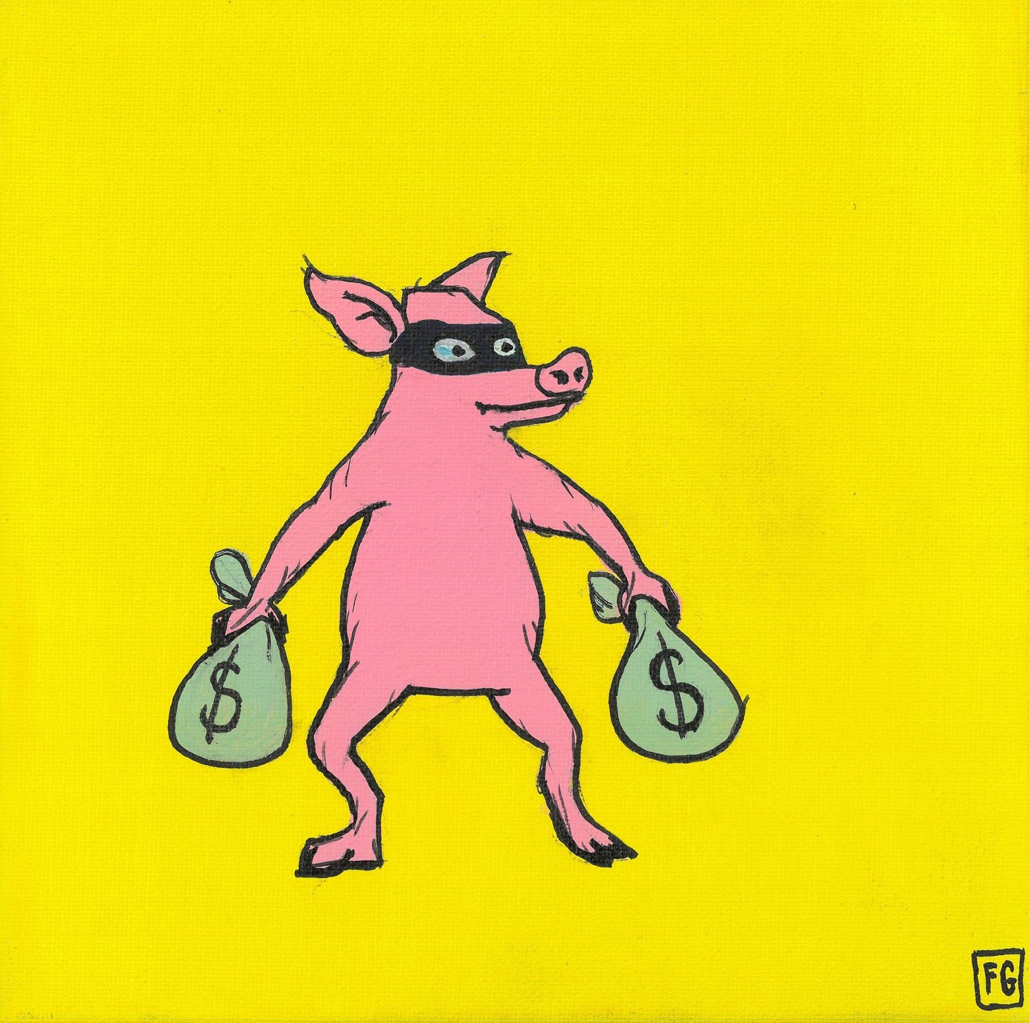 Pig with money bags 