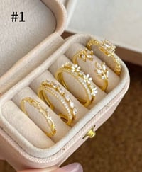 Image 1 of BIJOUX - 5pcs Élégant Floral De Luxe, Feuille, Cuivre Géométrique Micro-Incarnté Anneaux