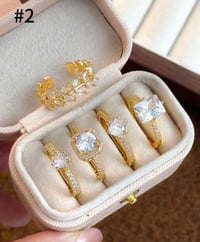 Image 3 of BIJOUX - 5pcs Élégant Floral De Luxe, Feuille, Cuivre Géométrique Micro-Incarnté Anneaux