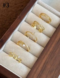 Image 5 of BIJOUX - 5pcs Élégant Floral De Luxe, Feuille, Cuivre Géométrique Micro-Incarnté Anneaux