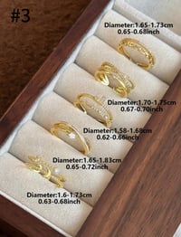 Image 6 of BIJOUX - 5pcs Élégant Floral De Luxe, Feuille, Cuivre Géométrique Micro-Incarnté Anneaux