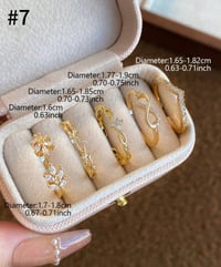 Image 14 of BIJOUX - 5pcs Élégant Floral De Luxe, Feuille, Cuivre Géométrique Micro-Incarnté Anneaux