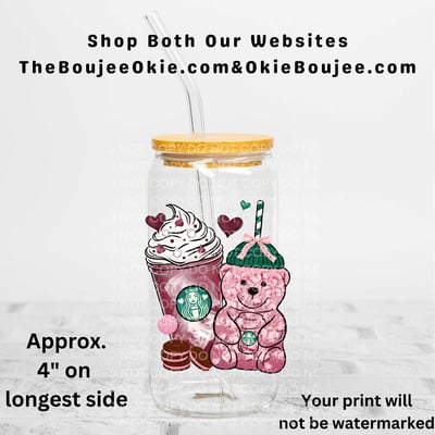 Image of Pink Starbucks Bear Uv Dtf Decal T5