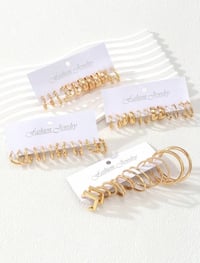 Image 2 of BIJOUX - 48/24/12 pièces Ensemble de boucles d'oreilles créoles à la mode et élégantes 