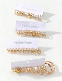 Image 3 of BIJOUX - 48/24/12 pièces Ensemble de boucles d'oreilles créoles à la mode et élégantes 