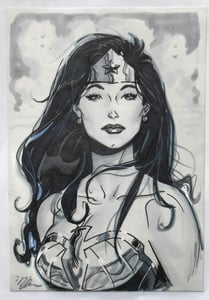 Image of Original ink and gray tone drawing of Wonder Woman
