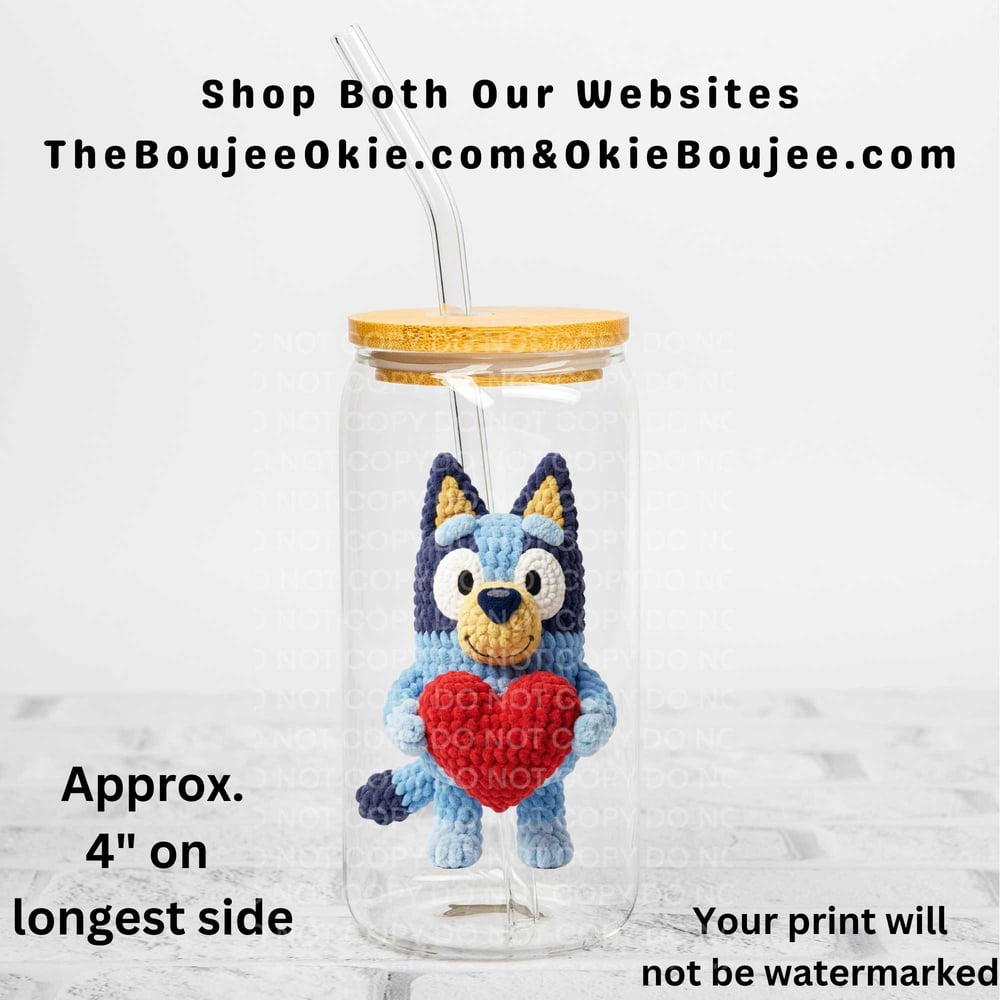 Image of Bluey Heart Uv Dtf Decal T5 Valentine