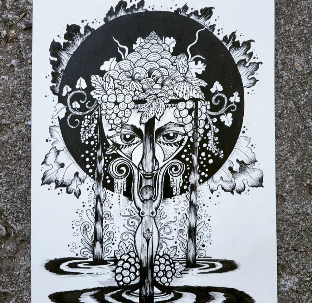 Image of Wine Goddess Original Drawing
