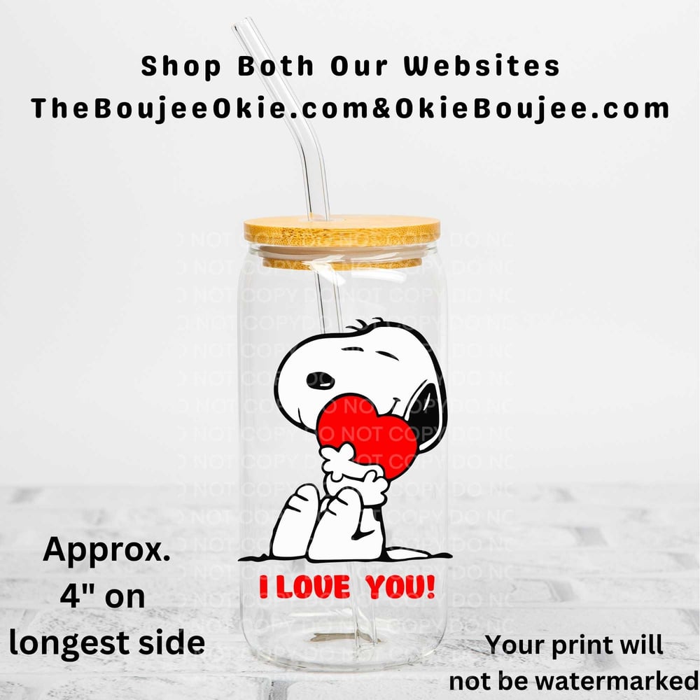 Image of Snoopy I Love You Uv Dtf Decal T5 Valentine