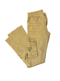 Image 1 of Currency Crew Logo Stacked Cargo Pants Tan