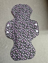 Image 4 of Cotton Heavy Absorbency Pads with Hidden Leak Protection Layer- Pink & Black Ditzy Floral 