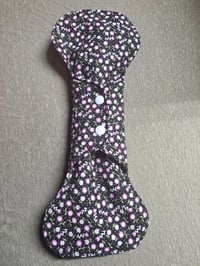 Image 5 of Cotton Heavy Absorbency Pads with Hidden Leak Protection Layer- Pink & Black Ditzy Floral 