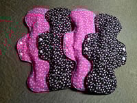 Image 2 of Cotton Heavy Absorbency Pads with Hidden Leak Protection Layer- Pink & Black Ditzy Floral 